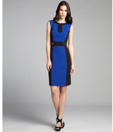 Thumbnail for your product : Tahari ASL black and royal textured colorblock sleeveless dress