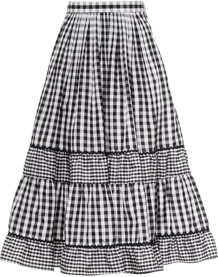 Miu Miu Panelled Gingham Skirt - ShopStyle