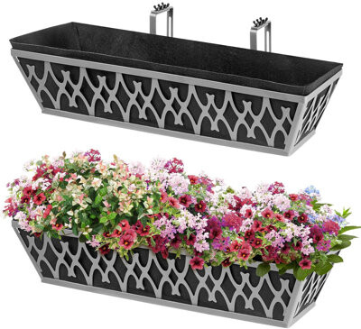 2-pack 24" Window Box Planters With Adjustable Brackets & Fabric Grow Bags