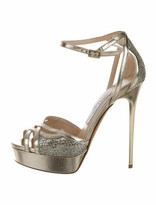 Thumbnail for your product : Jimmy Choo Leather Animal Print Sandals Gold