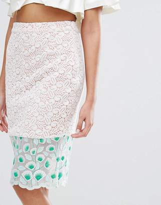 Endless Rose Floral Embroidered Lace Pencil Skirt