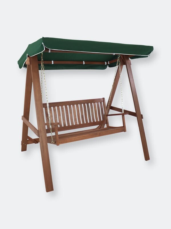 Sunnydaze Decor Sunnydaze 2-Person Meranti Wood Frame Swing Bench with ...