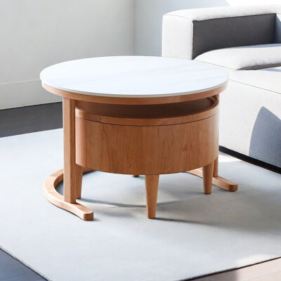 LIZIYE Modern Round Coffee Table with Rotating Design