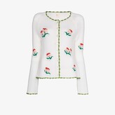 Thumbnail for your product : yuhan wang White Peach Intarsia Knit Cardigan
