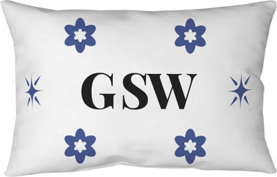 Khieu Golden State Basketball Colors Blue Gold White Indoor/Outdoor Blown & Closed Pillow 25 inch x 18 inch