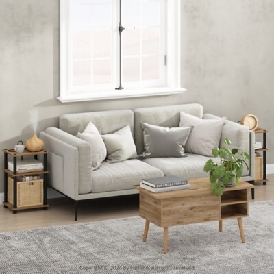 Furinno Just 3-Tier Turn-N-Tube with USB Port End Table (Set of 2)