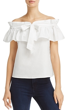 J.o.a. Off-the-Shoulder Ruffled-Drawstring Top - 100% Exclusive