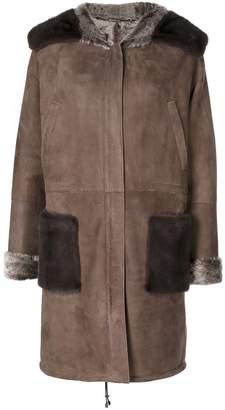 Manzoni 24 fox fur lined suede coat