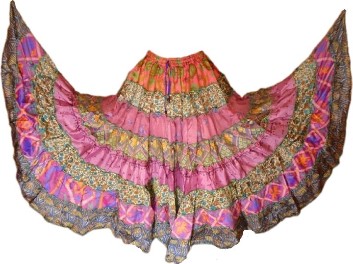 Generic 9 Yard Maxi Bohemian Frill Skirt Belly Dancing Coloured Banjara