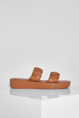 boohoo Chunky Ruched Double Strap Sandals