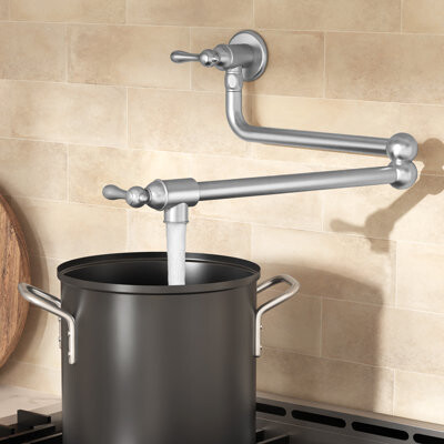 Kes Kitchen Pot Filler Classic Style, Over Stove Wall Mounted Pot Filler Stainless Steel No Lead