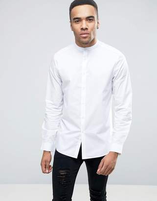 ASOS Regular Fit White Shirt With Grandad Collar