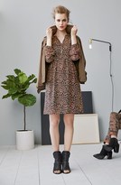 Thumbnail for your product : Vince Camuto Split Neck Leopard Print Shirtdress (Regular & Petite)