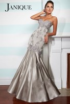 Thumbnail for your product : Janique - Full Length Floral Strapless Sweetheart Lace And Satin Mermaid Evening Gown With Cape JQ3412