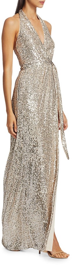 halston sequin dress