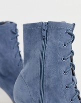 Thumbnail for your product : ASOS DESIGN Respect lace up kitten heel boots in grey