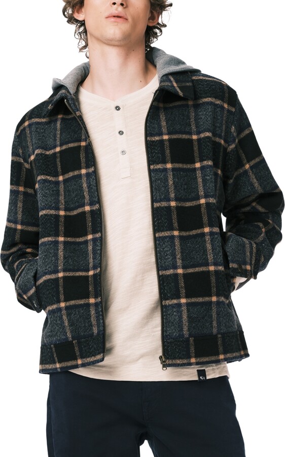 Buffalo David Bitton Men's Jude Hooded Boxy Jacket - Navy/Brown