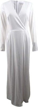 Calvin Klein Women's Long Sleeve Sequin Gown with Cross Front V Neckline