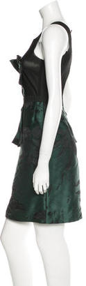 Behnaz Sarafpour Mesh-Paneled Brocade Dress