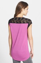 Thumbnail for your product : Halogen Lace Overlay Jersey Top (Regular & Petite)