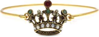Alcozer & J Princess Goldtone Brass Bangle w/Crown