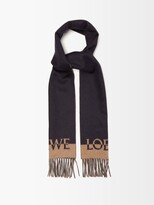 Thumbnail for your product : Loewe Logo-jacquard Striped Wool-blend Scarf - Camel