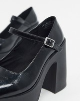 Thumbnail for your product : ASOS DESIGN Polar chunky high heeled mary - jane in black patent