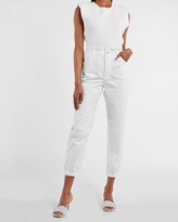 Thumbnail for your product : Express Super High Waisted Cinched Paperbag Waist Twill Jogger Pant