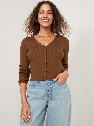 Old Navy Long-Sleeve Cropped Rib-Knit Cardigan Sweater for Women