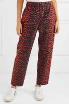 Thumbnail for your product : Ganni Leopard-print Cotton-twill Tapered Pants - Leopard print