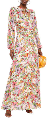 By Ti Mo Pussy-bow Floral-print Fil Coupe Maxi Dress