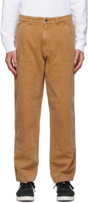 Stussy Tan Canvas Washed Work Pants - ShopStyle