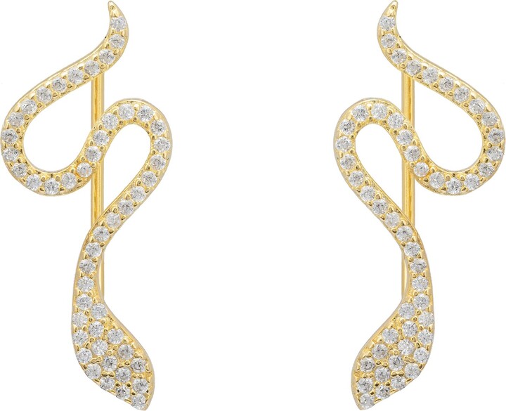 Latelita Yellow / White / Gold Nagini Snake Ear Climbers Gold