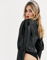 Thumbnail for your product : Skylar Rose body with puff sleeves in faux leather