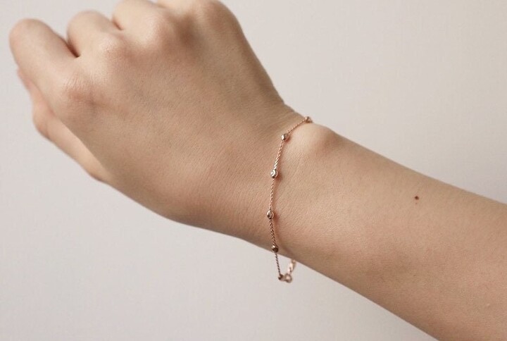 Etsy 14K Gold Beads By Yard Chain Bracelet 14K Solid Layering Minimalist Bracelet