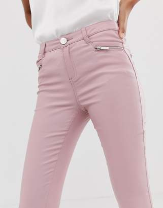 Lipsy coated skinny jeans in pink