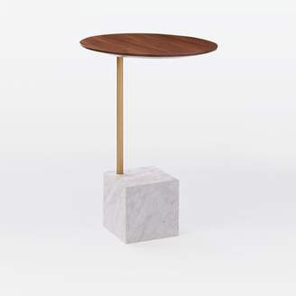 west elm Cube C-Side Table - Walnut/White Marble