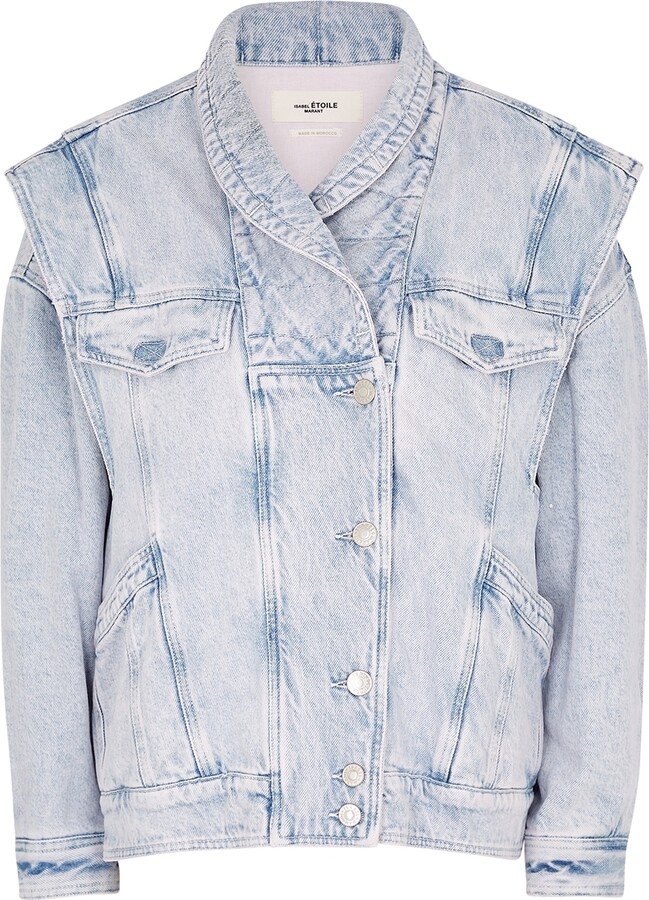 Etoile Isabel Marant Veronica Bleached Blue Denim Jacket - ShopStyle
