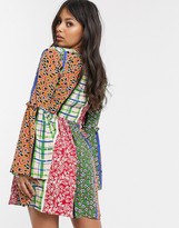 Thumbnail for your product : Glamorous Petite smock dress in retro patchwork