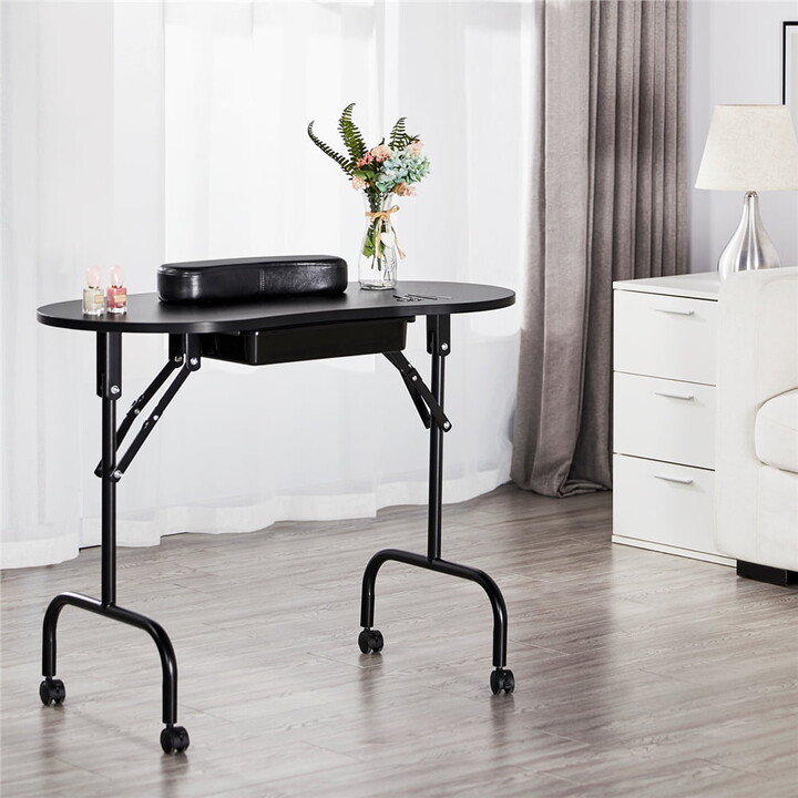 Alden Design Folding Manicure Table Portable Manicure Table Black