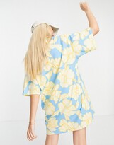 Thumbnail for your product : ASOS DESIGN shirt dress in yellow and blue floral