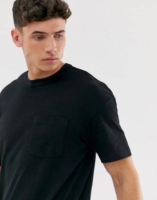 Jack and Jones Core over sized pocket logo t-shirt in black