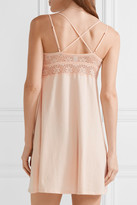 Thumbnail for your product : Eberjey Zelia Lace-trimmed Stretch-cotton Chemise - Pastel pink