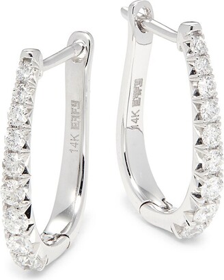 Effy 14K White Gold & Diamond Huggie Earrings