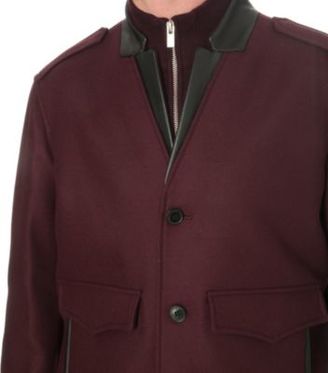 The Kooples Leather-trim wool-blend jacket