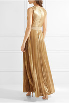 Thumbnail for your product : Alice + Olivia Alice Olivia - Carisa Metallic Plissé-crepe Gown - Gold