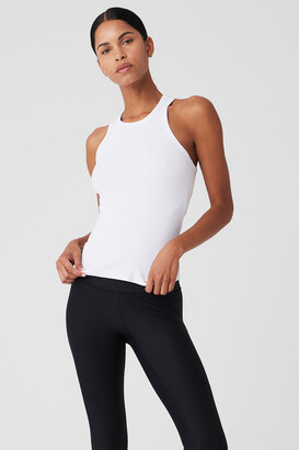 Alo Yoga  Goddess Ribbed Go-To Tank Top in White, Size: XS
