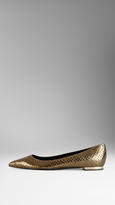 Thumbnail for your product : Burberry Point-Toe Python Ballerinas