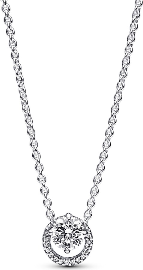 Pandora Sterling Silver Sparkling Round Halo Pendant Collier Necklace