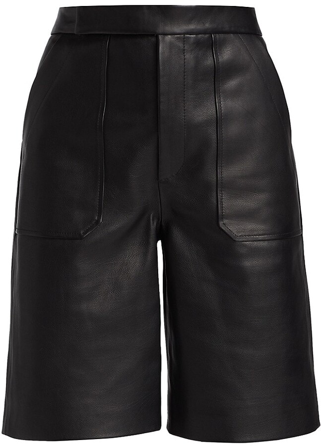 Khaite Theresa Leather Shorts in Black Womens Clothing Shorts Mini shorts 